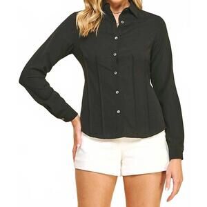 NEW PINCH pintuck blouse in black